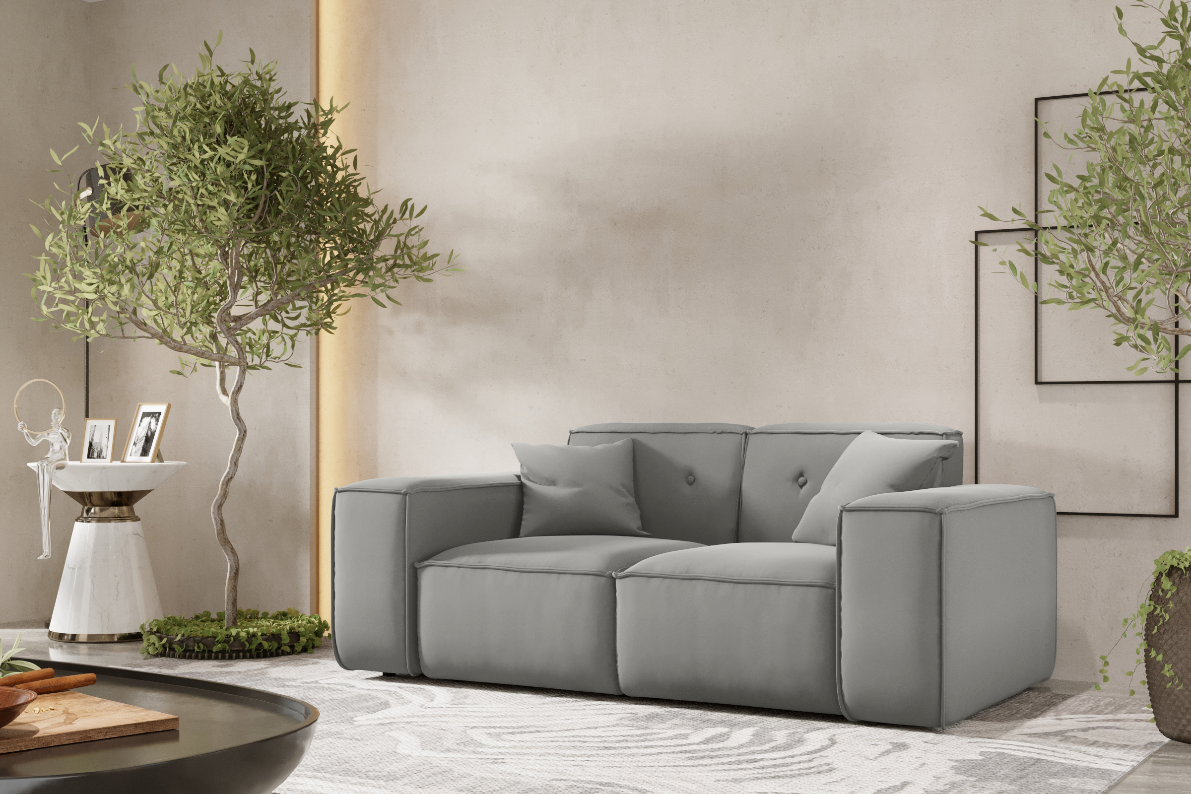 Sofa LUGA Hellgrau 2-Sitzer